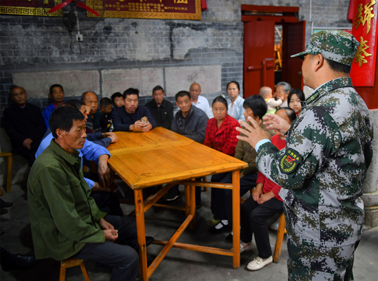 民兵學(xué)習(xí)宣講。受訪單位供圖